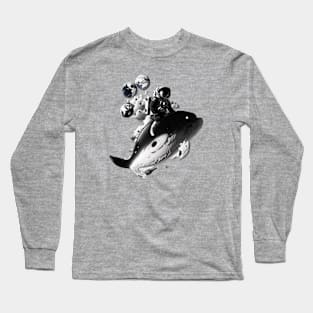 Astronaut On A Whale In Space Long Sleeve T-Shirt